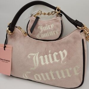 Juicy Couture 2-in-1 NWT Blush Pink Velvet Shoulder Bag with Bonus Mini Bag!♡♡♡
